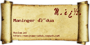 Maninger Édua névjegykártya